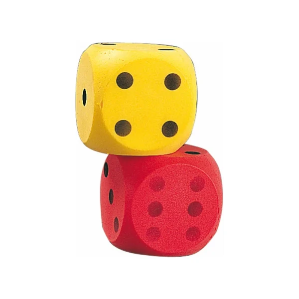 Paar dobbelstenen van schuim 16 cm